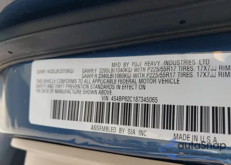 2008 Subaru Outback 2.5I Limited/2.5I Limited L.l. Bean Edition from USA, damaged, VIN 4S4BP62C187345065